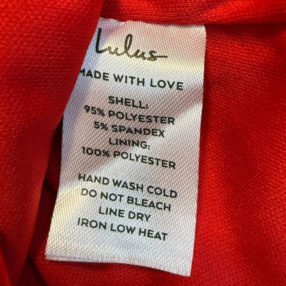 LULU’s Women’s Red Satin Cutout bodycon Dress X Small Spaghetti Straps Side Slit - Picture 7 of 8